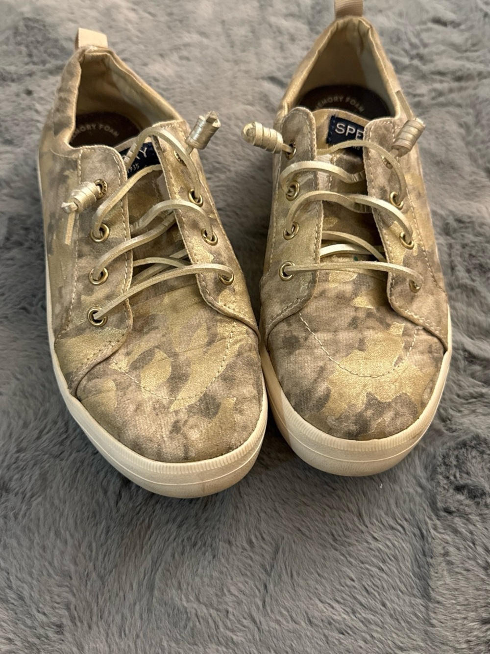 Sperry Kids Metallic Gold Camo Slip-On Sneakers